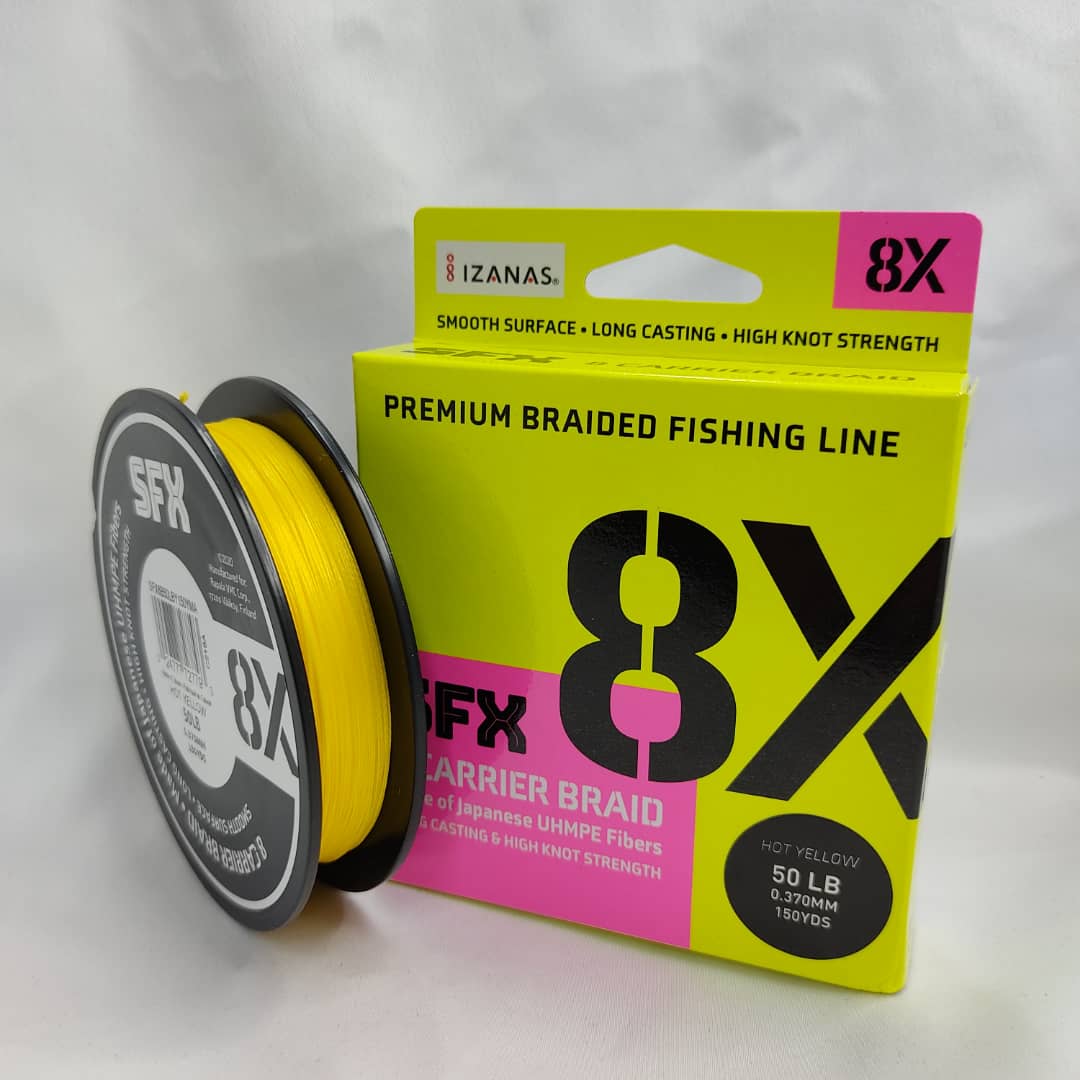 BRAIDED LINE, SUFIX 8X CARRIER BRAID HOT YELLOW (150YDS)