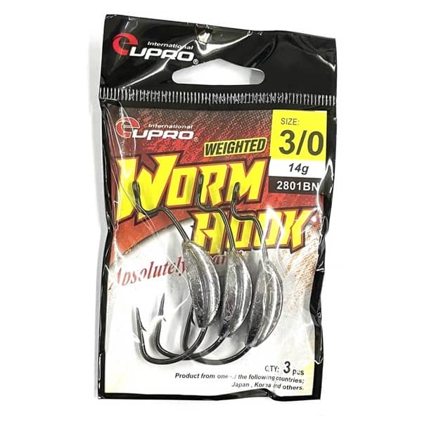 EUPRO WEIGHTED WORM HOOK WITH LEAD (2801BN) - SUG