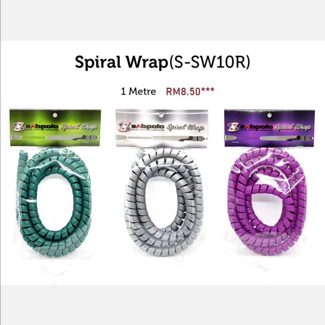 Sabpolo Spiral Wrap Model SSW 110cm / Fix All Size Diameter Casting &  Jigging Fishing Rod Protect Wrap / Pancing